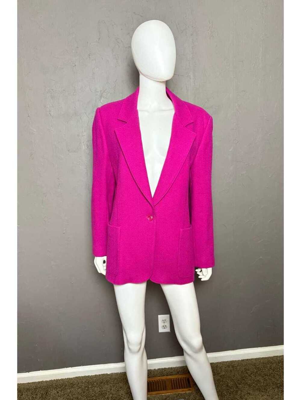 1980's Fuchsia Wool Blazer from RRR RUSS Single Breasted One Button fits M-L
